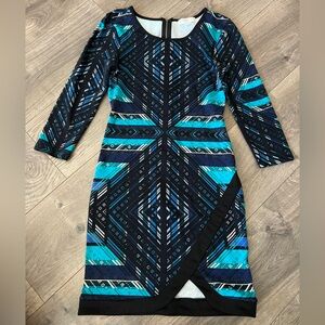 Love Fire Multicolor Patterned Fitted Mini Dress with Zipper